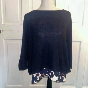 The Limited Navy Layered Cotton Sweater